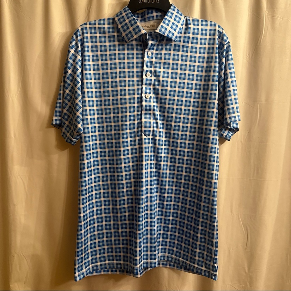 Men's Blue Plaid Short-Sleeve Polo